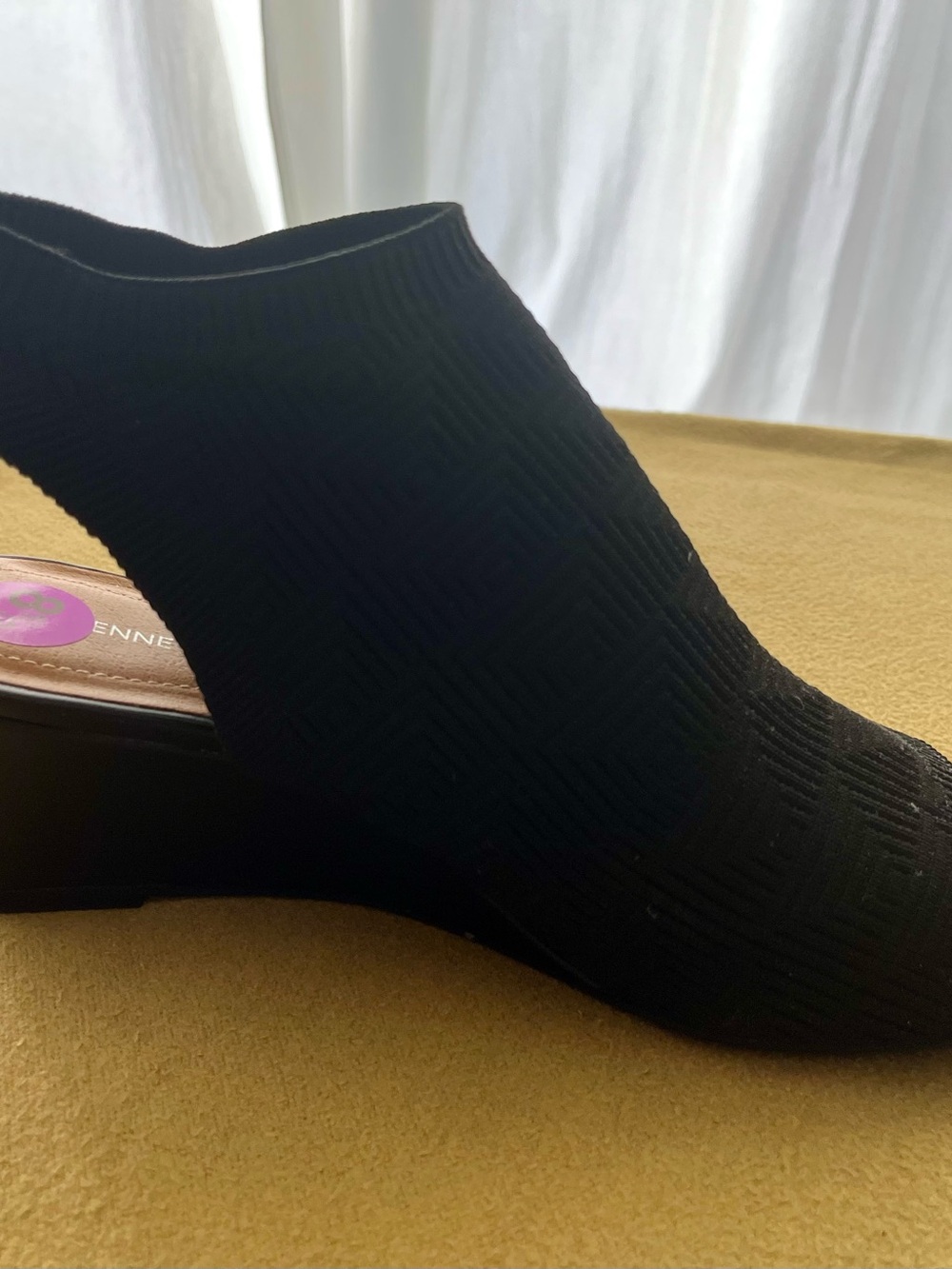 Adrianne Vittadini Stretch Knit Black Slingback Mule with Low Block Heel